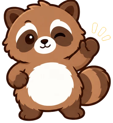 Machi, a little raccoon dog, waving hello